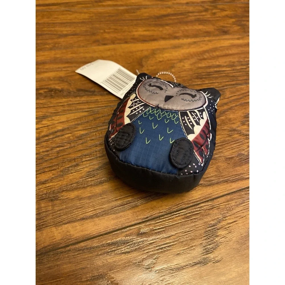 New Vera Bradley Night Sky Owl Collapsible Reusable Tote Bag Pouch KeyRing Charm